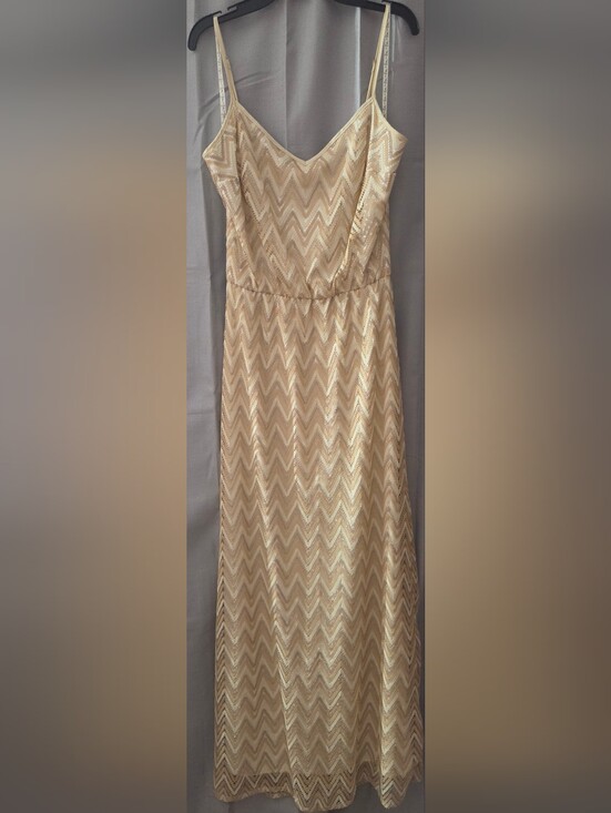 Lilly Pulitzer Dresses & Skirts - Lilly Pulitzer Deanna Dress Sz Medium Metallic Gold Chevron Crochet Knit Maxi